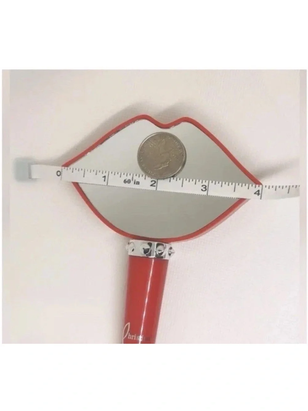 Christian Louboutin Glossy Red Lip Hand Mirror with Script Details